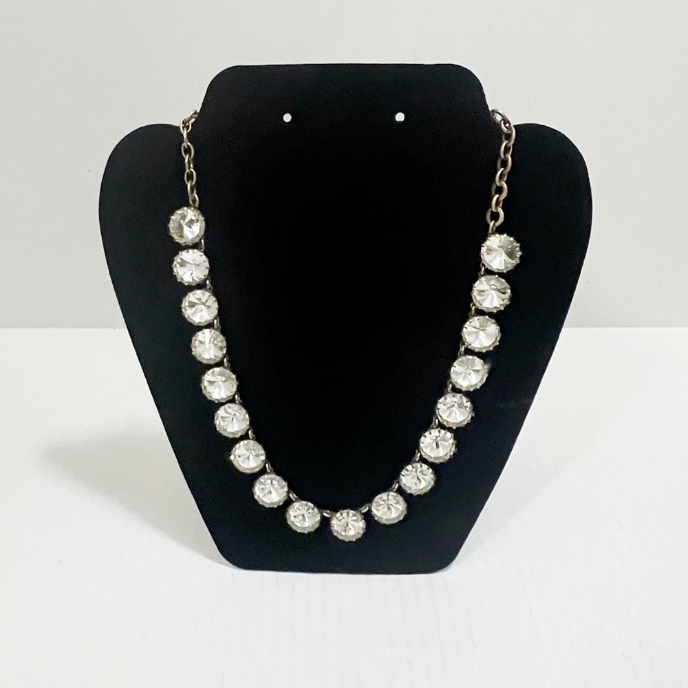 J CREW Necklace Brulee Clear Crystal Large Gold Tone 20"